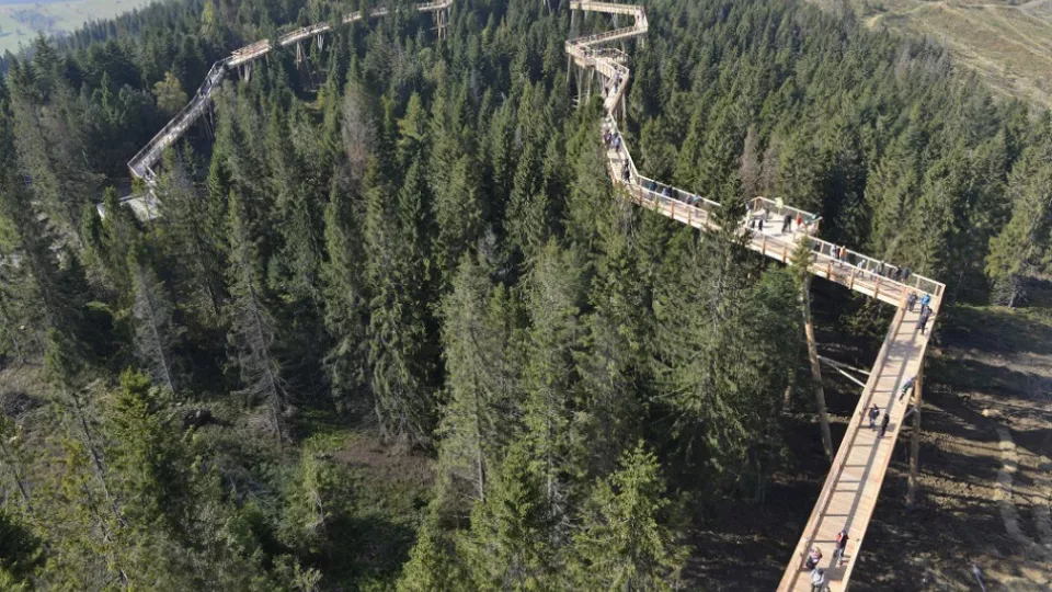 Na archívnej snímke Chodník korunami stromov v Bachledovej doline neďaleko obce Ždiar v okrese Poprad. 