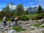 Na archívnej snímke turisti obdivujú kvety na skalke v Expozícii tatranskej prírody - botanickej záhrady Štátnych lesov Tatranského národného parku.