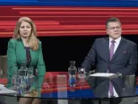 Na snímke kandidáti na prezidenta SR Zuzana Čaputová a Maroš Šefčovič.