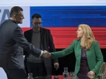 Na snímke kandidáti na prezidenta SR Zuzana Čaputová a Maroš Šefčovič