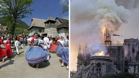 Vlkolínec a katedrála Notre dame