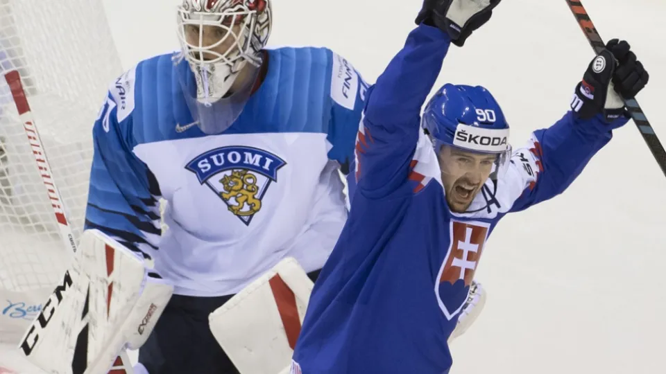 Na snímke slovenský hokejista Tomáš Tatar sa teší po strelení gólu v zápase základnej A-skupiny Slovensko - Fínsko na 83. majstrovstvách sveta v ľadovom hokeji v Košiciach 11. mája 2019.