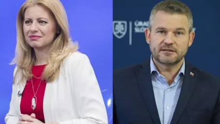 Nastupujúca prezidentka Zuzana Čaputová a premiér Peter Pellegrini.