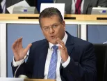 Slovenský eurokomisár Maroš Šefčovič odpovedá na otázky počas vypočúvania v Európskom parlamente