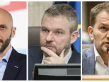 Na snímke lídri politických strán Michal Truban, Peter Pellegrini a Igor Matovič.