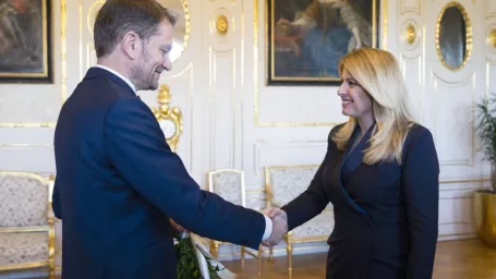 Na snímke prezidentka SR Zuzana Čaputová a líder OĽaNO Igor Matovič