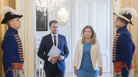 Na snímke prezidentka SR Zuzana Čaputová a predseda hnutia OĽaNO Igor Matovič