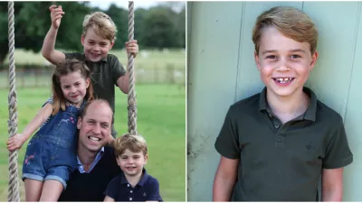 Na snímke z júna 2020, ktorú poskytli vojvoda a vojvodkyňa z Cambridge, je britský princ William a jeho deti princ George, princezná Charlotte a princ Louis v Norfolku. Na ďalšej snímke je princ George, ktorý oslavuje siedme narodeniny.