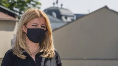 Na snímke prezidentka SR Zuzana Čaputová počas tlačovej konferencie k plánu uhlíkovo neutrálnej prezidentskej kancelárie