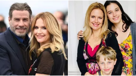 John Travolta so ženou Kelly Preston a deťmi.