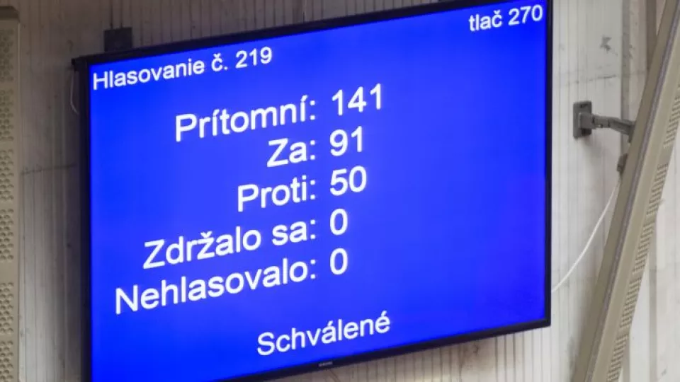 Na snímke výsledky hlasovania o ústavných zmenách počas zasadnutia 18. schôdze parlamentu