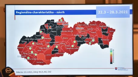 Na snímke regionálna charakteristika Covid automatu od 22. marca do 28. marca 2021.