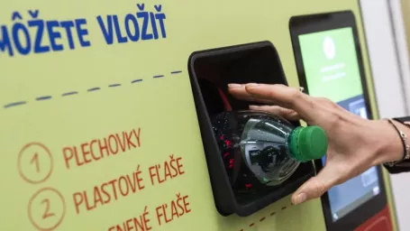 Prvý automat na zálohovanie PET fliaš a plechoviek v hypermarkete v Senci.