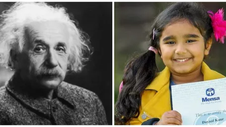 Geniálne dievčatko Dayaal (vpravo) a vedec Albert Einstein.