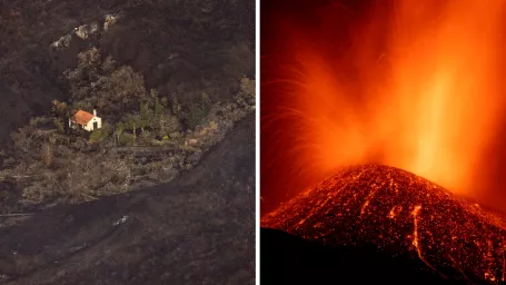 Erupcia sopky Teneguía a zázračný dom, ktorý stále stojí.