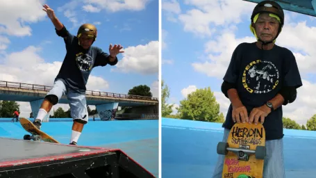 Yoshio Kinoshita sa v skate parku nenechá zahanbiť.