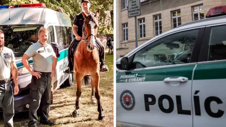 Fotografia riaditeľa OO PZ v Močenku a jeho zástupcu z miestnych osláv Dňa detí.