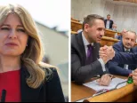 Zuzana Čaputová vľavo, vpravo Igor Matovič a György Gyimesi 