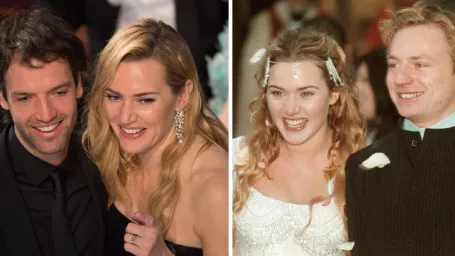 Kate Winslet so svojím súčasným manželom / S prvým manželom.