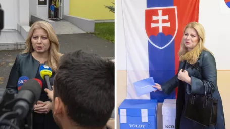 Prezidentka SR Zuzana Čaputová po odvolení  v Materskej škole v Pezinku.