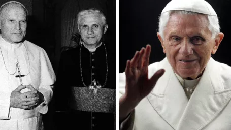 Pápež Ján Pavol II. a nemecký kardinál Joseph Ratzinger / Emeritný pápež Benedikt XVI.