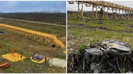 Kuriózny chodník v korunách stromov bez stromov.