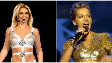 Americká popová hviezda Britney Spears (vľavo) a slovenská popová diva Dara Rolins (vpravo).