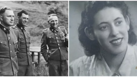 Josef Mengele (v strede) / Valéria Slamová