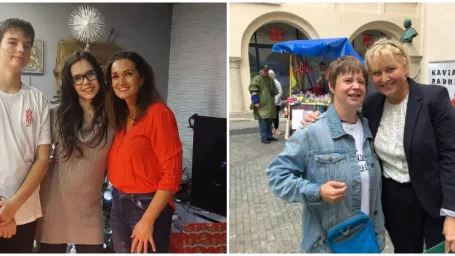 Moderátorka Karin Majtánová so synom Samkom a dcérou Karin (vľavo) a moderátorka Patrícia Jarjabková s dcérou Michalou (vpravo).