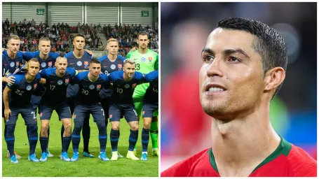 Slovenskí futbalisti a Cristiano Ronaldo, ilustračné foto