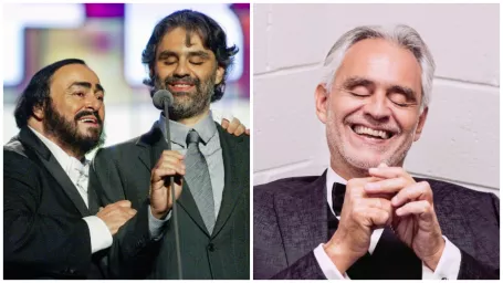 Luciano Pavarotti a Andrea Bocelli