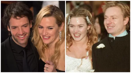 Kate Winslet so svojím súčasným manželom / S prvým manželom.