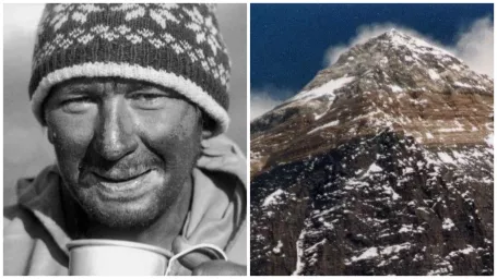 Naľavo Jozef Psotka, napravo Mount Everest