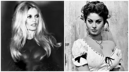 Brigitte Bardot (vľavo) a Sophia Loren (vpravo).