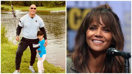 Dwayne Johnson s dcérkou Jasmine a Halle Berry.