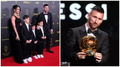 Lionel Messi s rodinou a ocenením