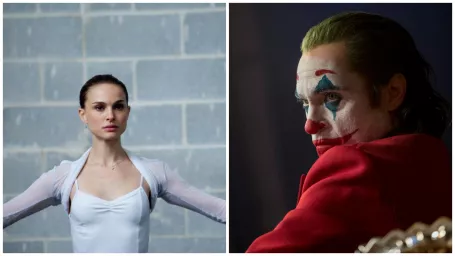 Natalie Portman vo filme Čierna labuť (vľavo) a Joaquin Phoenix vo filme Joker (vpravo).