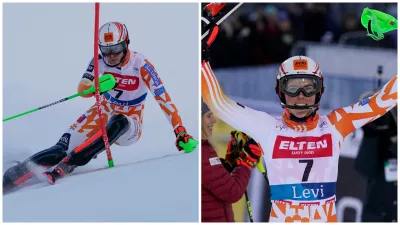 Na snímke slovenská lyžiarka Petra Vlhová na trati prvého kola slalomu žien Svetového pohára v alpskom lyžovaní žien vo fínskom Levi v sobotu 11. novembra 2023.