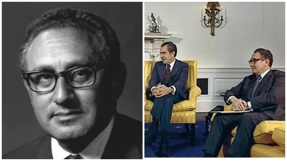 Henry Kissinger, vpravo aj s prezidentom RIchardom Nixonom.