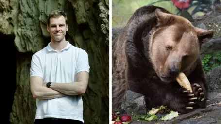 Nový riaditeľ bratislavskej zoo Matej Dobšovič a legendárny medveď Felix.