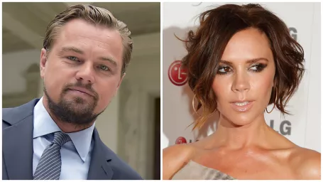 Leonardo DiCaprio (vľavo) a Victoria Beckham (vpravo).