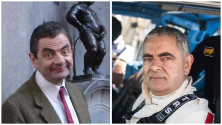 Rowan Atkinson ako Mr. Bean (vľavo) a v súčasnosti