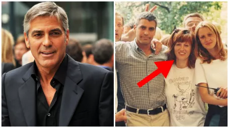 George Clooney / George Clooney pri natáčaní v Bratislave, vedľa neho Dagmar Ferenčíková Edwards.