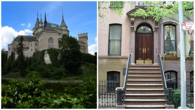 Bojnický zámok (vľavo) a Perry Street na Manhattane v New Yorku (vpravo).