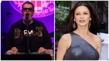 Slovenský spevák Richard Müller (vľavo) a americká herečka Catherine Zeta-Jones (vpravo).