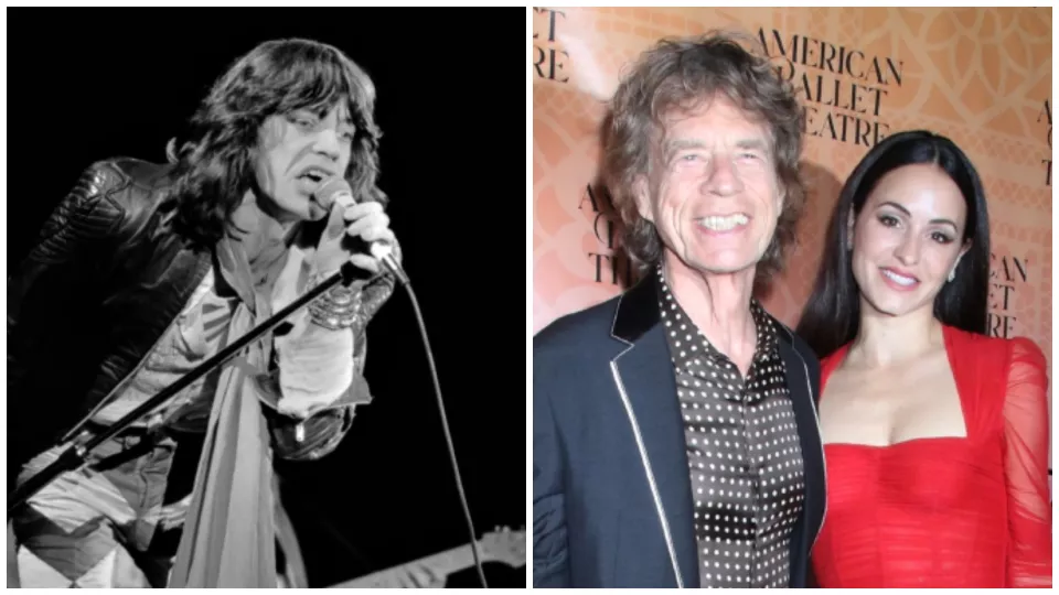 Mick Jagger v roku 1976 a so snúbenicou Melaniou Hamrickovou.