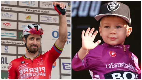 Peter Sagan je už na dôchodku. Vpravo syn Marlon.