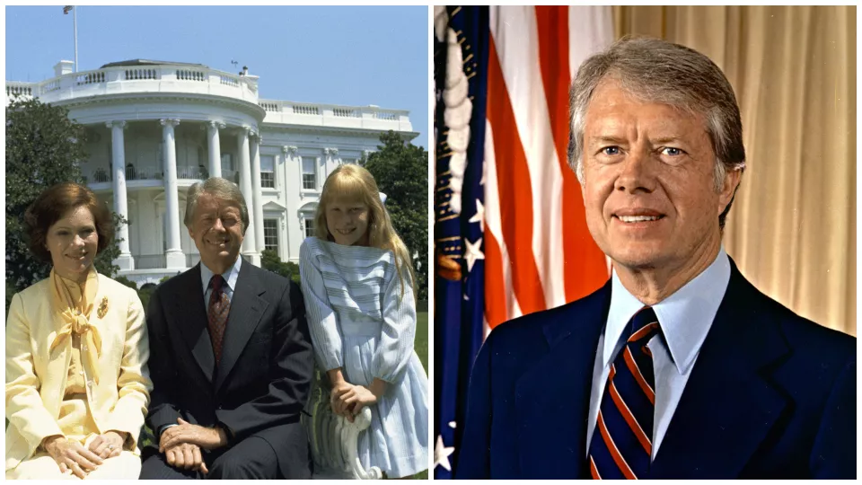 Rosalynn Carter, Jimmy Carter a ich dcéra Amy v roku 1977 / Oficiálny prezidentský portrét z roku 1978