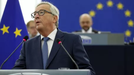 Predseda Európskej komisie Jean-Claude Juncker prednáša  výročnú správu o stave Európskej únie v pléne Európskeho parlamentu