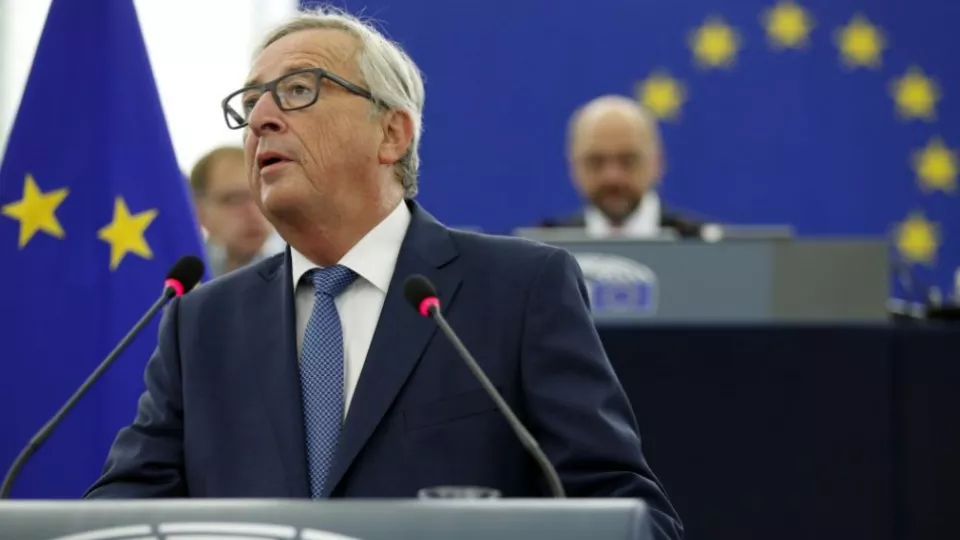 Predseda Európskej komisie Jean-Claude Juncker prednáša  výročnú správu o stave Európskej únie v pléne Európskeho parlamentu